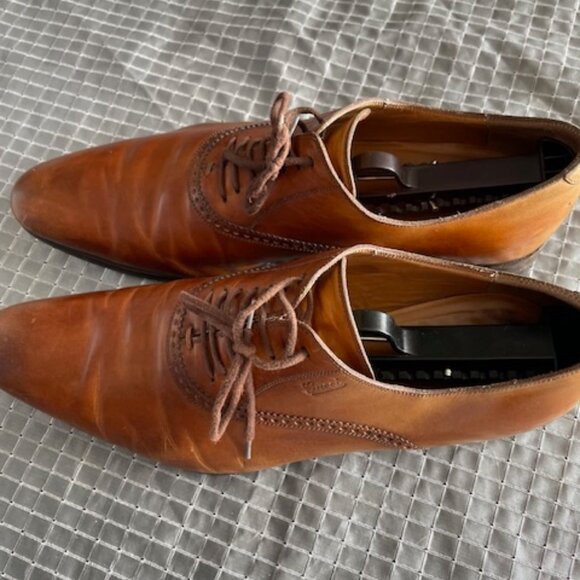 GUCCI MEN BROWN LEATHER LACE UP OXFORDS SIZE 9 - Picture 1 of 10
